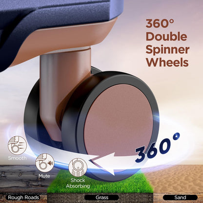 SHOWKOO Luggage Sets 3 Piece Hardside Expandable Suitcase with Double Spinner Wheels Tsa Lock, (Blue, 5 piece set)