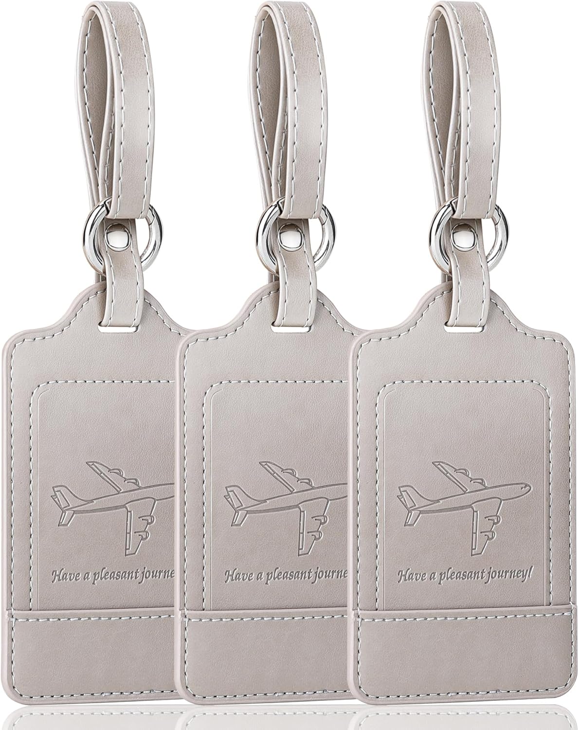 Teskyer Luggage Tags, 3 Pack Premium PU Leather Luggage Tags Privacy Protection Travel Bag Labels Suitcase Tags