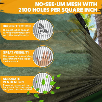 Chihee Ultra-Light Travel Camping Hammock Pop-up Net Hammock 660lbs Load Capacity,Breathable,Quick-Drying Parachute Nylon 2 Premium Carabiners,2 Tree Slings Included for Outdoor Backpacking Hiking