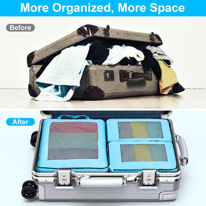 7 Set Compression Packing Cubes Packing Organizer for Travel,Travel Accessories for Carry on Luggage Suitcase Backpack Expandable Organizers