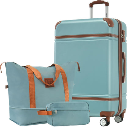 Merax Suitcase Set 28 inches Expandable Luggage with TSA Lock Spinner Wheels Hardshell Lightweight Vintage Luggage with Travel Bag,Green