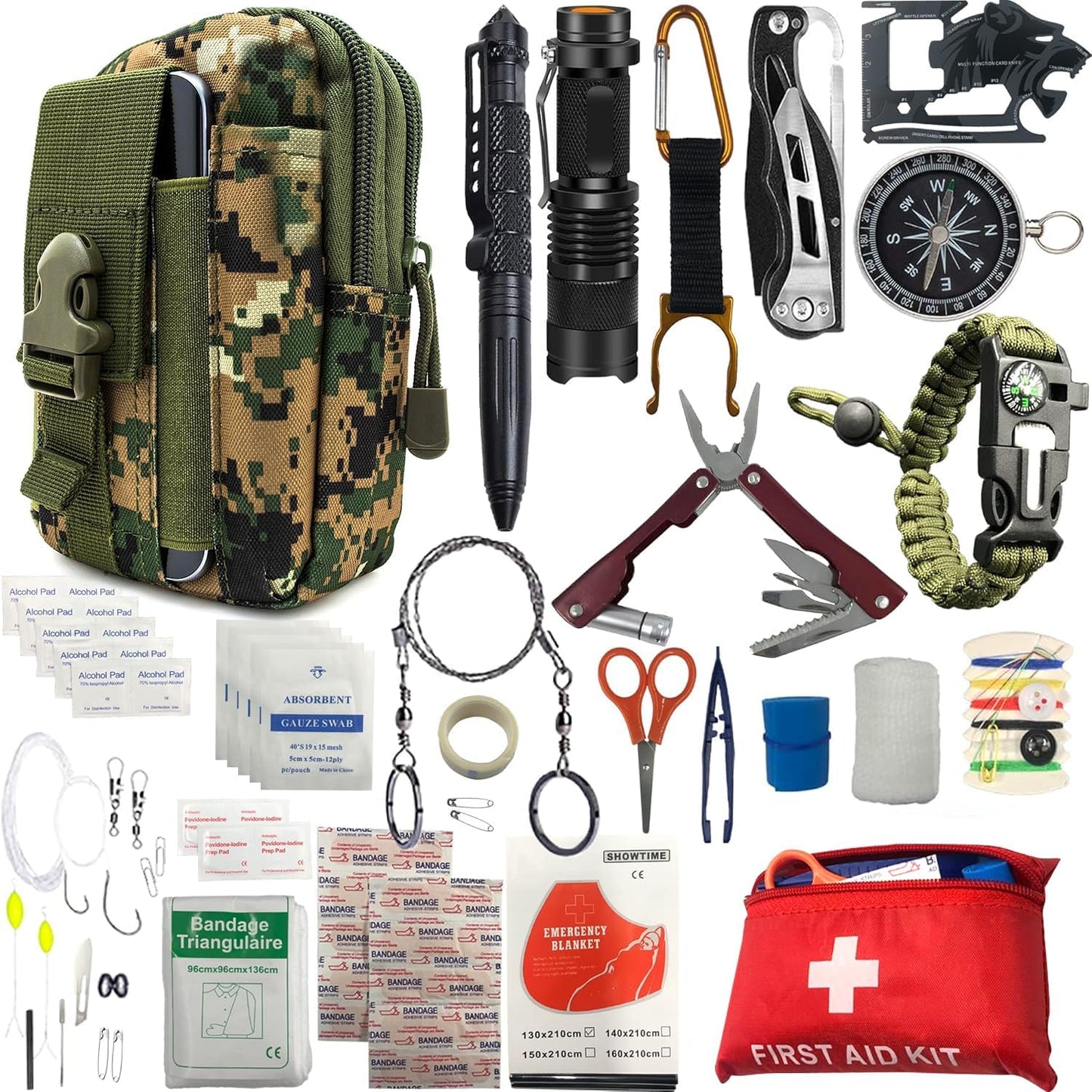 Survival Kit - All-in-One Survival Gear and Supplies for Camping, Hiking, Hunting, and Car Emergencies - Essential Tools, Great Gift for Men, Fathers, Boyfriends, Boys, Dads and Scouts