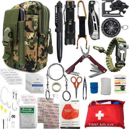 Survival Kit - All-in-One Survival Gear and Supplies for Camping, Hiking, Hunting, and Car Emergencies - Essential Tools, Great Gift for Men, Fathers, Boyfriends, Boys, Dads and Scouts