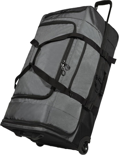 REDCAMP Large Rolling Duffle Bag with Wheels and Handle, 33-Inch Durable Heavy Duty Wheeled Travel Duffel Luggage, 2 Layers of Space