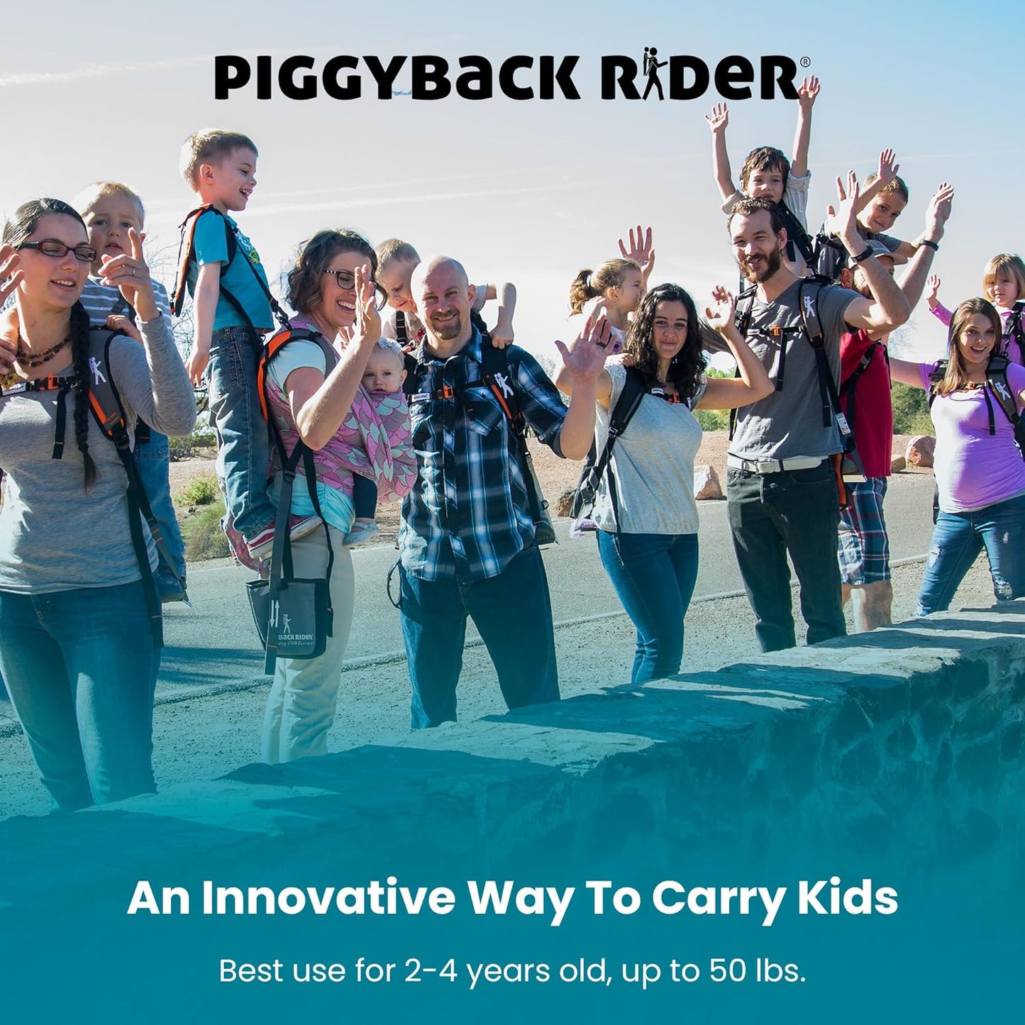 Piggyback Rider - Scout Standing Child Carrier Backpack for Events & Travel - Complete Parent & Child Set with Secure Safety Harness for Ages 2-4, Toddler Carrier Up to 50lbs