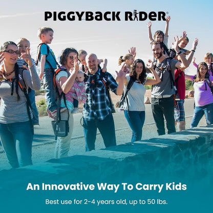 Piggyback Rider - Scout Standing Child Carrier Backpack for Events & Travel - Complete Parent & Child Set with Secure Safety Harness for Ages 2-4, Toddler Carrier Up to 50lbs