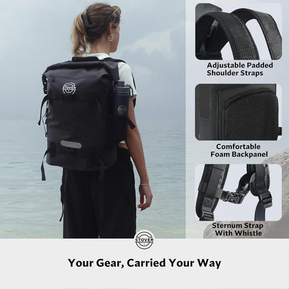 STOVER 5/10/25/30/40/55L Waterproof Backpack- Floating Dry Bag for Kayaking, Travel, Beach, Hiking, & Camping, Men/Women