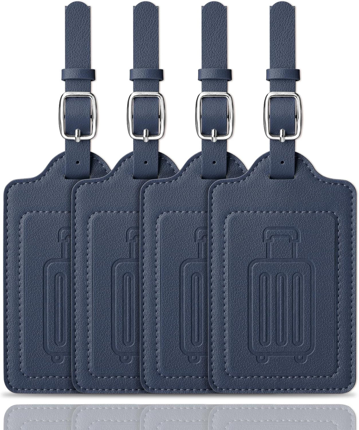 Teskyer Luggage Tags for Suitcases, TSA Approved with Privacy Protection Cover, Premium Faux Leather Bag Tags for Travel - 4 Pack, Blue