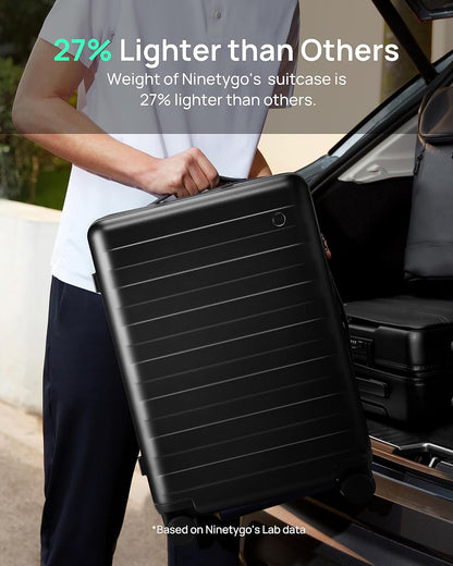 Carry on Luggage 22 X 14 X 9 Airline Approved, 20 Inch Luggage for 3-5 Days Travel, Double Spinner Wheels, 100% Hardshell PC, TSA Lock (11-Pirate Black (USB Port), Set 2PCS (20-Inch/29-Inch))