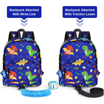 Accmor Toddler Backpack Leash Harness, Cute Kids Backpack with Anti Lost Wrist Link, Child Backpack Leash Baby Walking Harness Bag for Outdoor Travel, Mini Dinosaur Backpack Tether for Boys