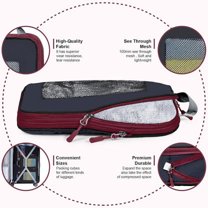 7 Set Compression Packing Cubes Packing Organizer for Travel,Travel Accessories for Carry on Luggage Suitcase Backpack Expandable Organizers