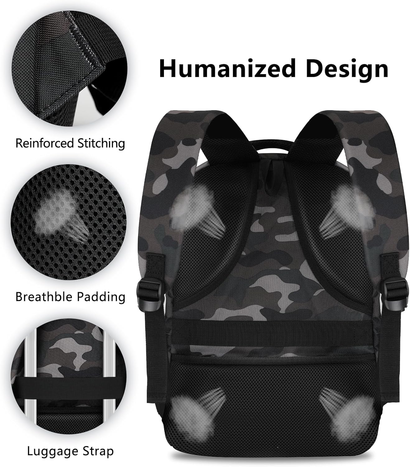 Backpack for Men Women, School Backpack with USB Charging Port, Anti Theft Carry On Flight Approved Business Work Travel 15.6 Inch Computer Laptop Backpack, BookBag for teen, Camo