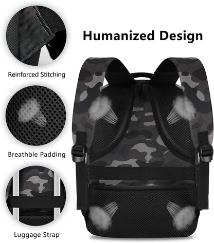 Backpack for Men Women, School Backpack with USB Charging Port, Anti Theft Carry On Flight Approved Business Work Travel 15.6 Inch Computer Laptop Backpack, BookBag for teen, Camo