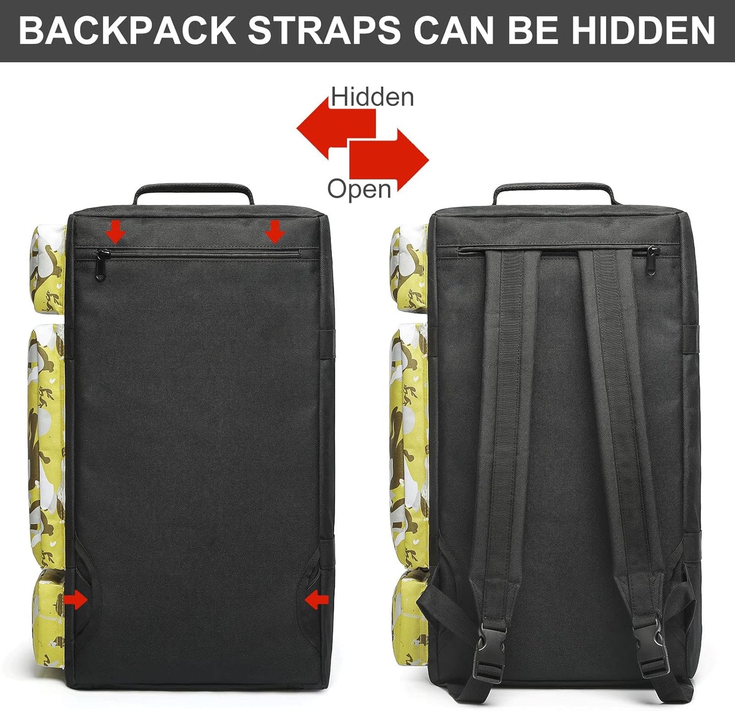 4-Way Gym Bags for Men Gym Duffle Bag Sports Duffle Bag Backpack with Shoe Compartment & Wet Pocket