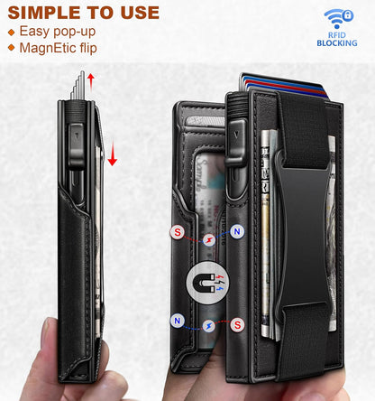 BULLIANT Men Wallet Gift Boxed,Slim Front Pocket Wallet Money Clip Card Holder 3.8"x2.7",Pop-up Access