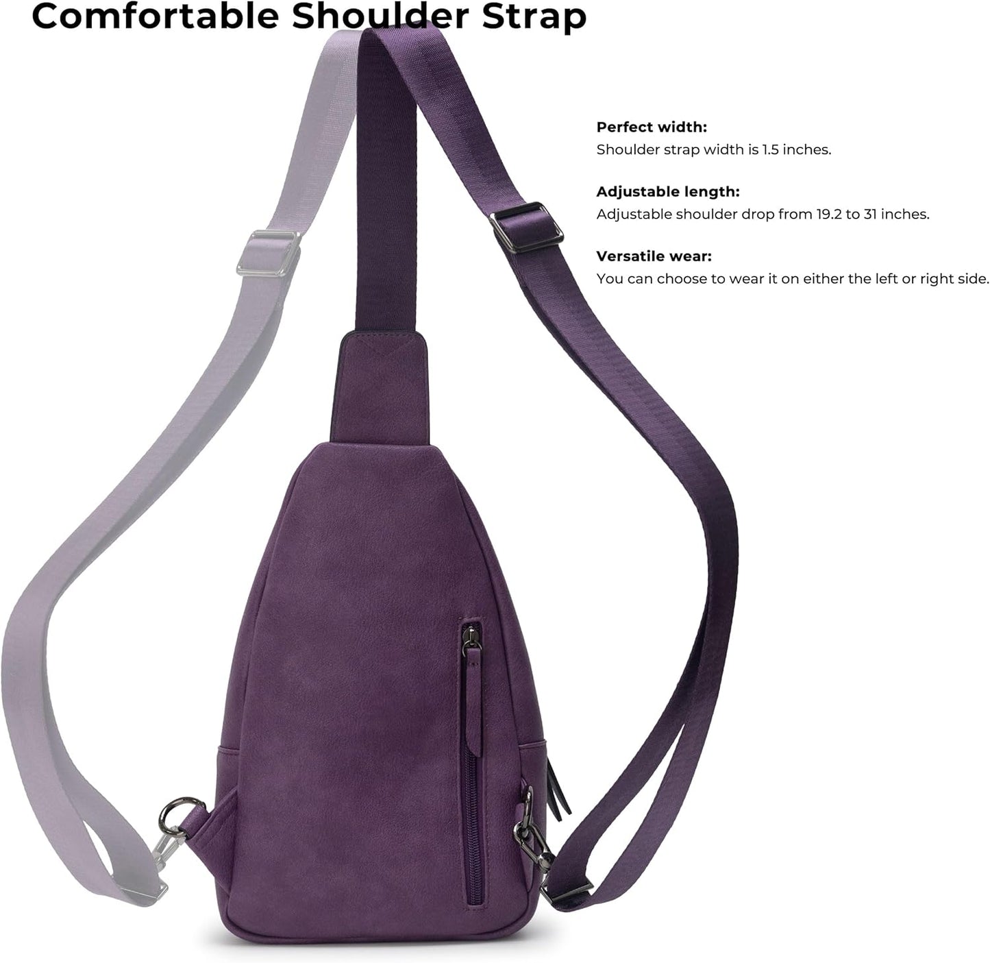 Alldaily Large Sling Bag for Women Crossbody Purse Leather Fashionable Trendy Chest Bag for Travel, Fanny Pack (Purple)