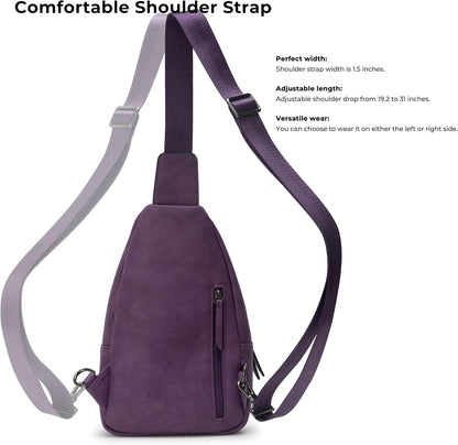 Alldaily Large Sling Bag for Women Crossbody Purse Leather Fashionable Trendy Chest Bag for Travel, Fanny Pack (Purple)