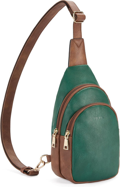 Telena Small Sling Bag for Women Leather Crossbody Fanny Packs Chest Bag for Women