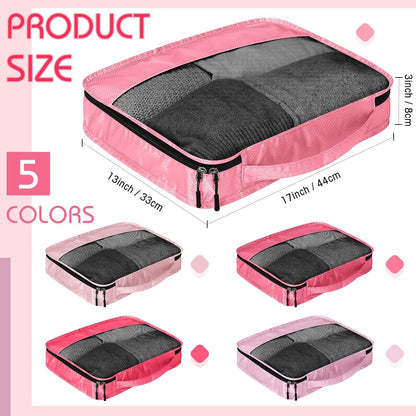5 Pcs Packing Cubes for Suitcase Large Travel Cubes Carry on Luggage Organizer Bags for Clothes Accessories(L,Pink)
