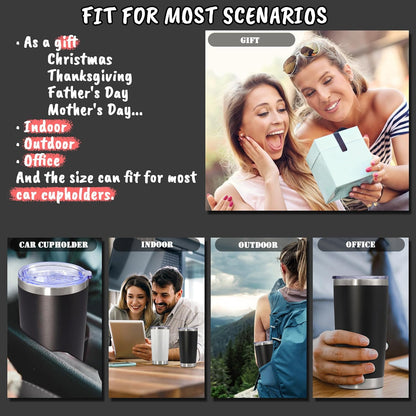 20 oz Tumbler with lid Double Wall Vacuum Insulated Tumblers Stainless Steel Coffee Mug Travel Coffee Tumbler Powder Coated Tumbler Cup Keep Hot&Cold - (Black 12 Pack)