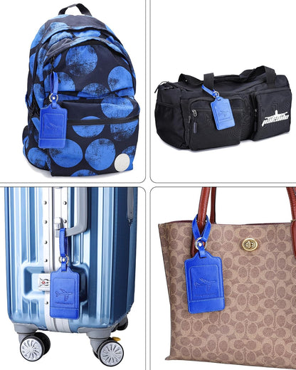 Teskyer Luggage Tags, 3 Pack Premium PU Leather Luggage Tags Privacy Protection Travel Bag Labels Suitcase Tags