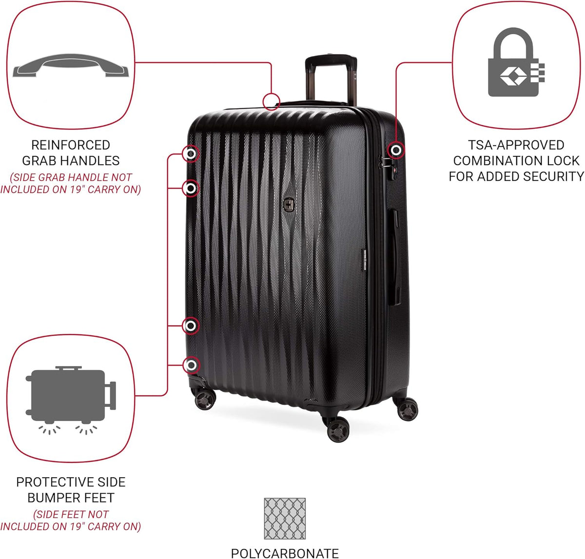 SwissGear 7272 Energie Expandable Hardside Luggage with Spinner Wheels and TSA Lock, Black, Checked-Large 27-Inch