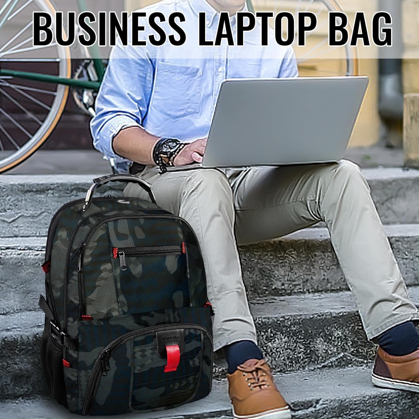 YOREPEK Travel Backpack, Extra Large 50L Laptop Backpacks for Men Women, Water Resistant College Backpack Airline Approved Business Work Bag with USB Charging Port Fits 17 Inch Computers, Camouflage