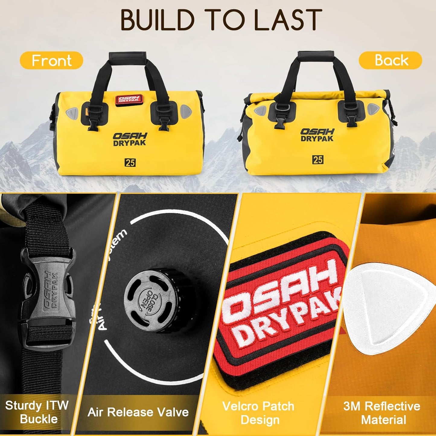 Waterproof Duffel Bag - Motorcycle Dry Bag Tail Bag with Large Storage Space, Waterproof Luggage Duffle Bags with Outer Mesh Zipper Pocket for Camping, Kayaking, Fishing & Traveling