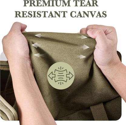 SHOWKOO Duffle Bag for Travel 60L Expandable Canvas Travel Bag Durable Vintage Weekender Overnight Carry On Bag for Men(Army Green)