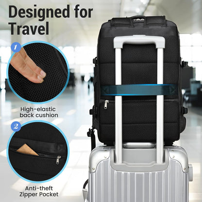 Expandable Travel Backpack Women Men, Carry On Backpack with USB Charging Port & Shoe Pouch,TSA 17.3inch Laptop Mochila Flight Approved,Nurse Bag Casual Daypack for Weekender Business Hiking,Gift