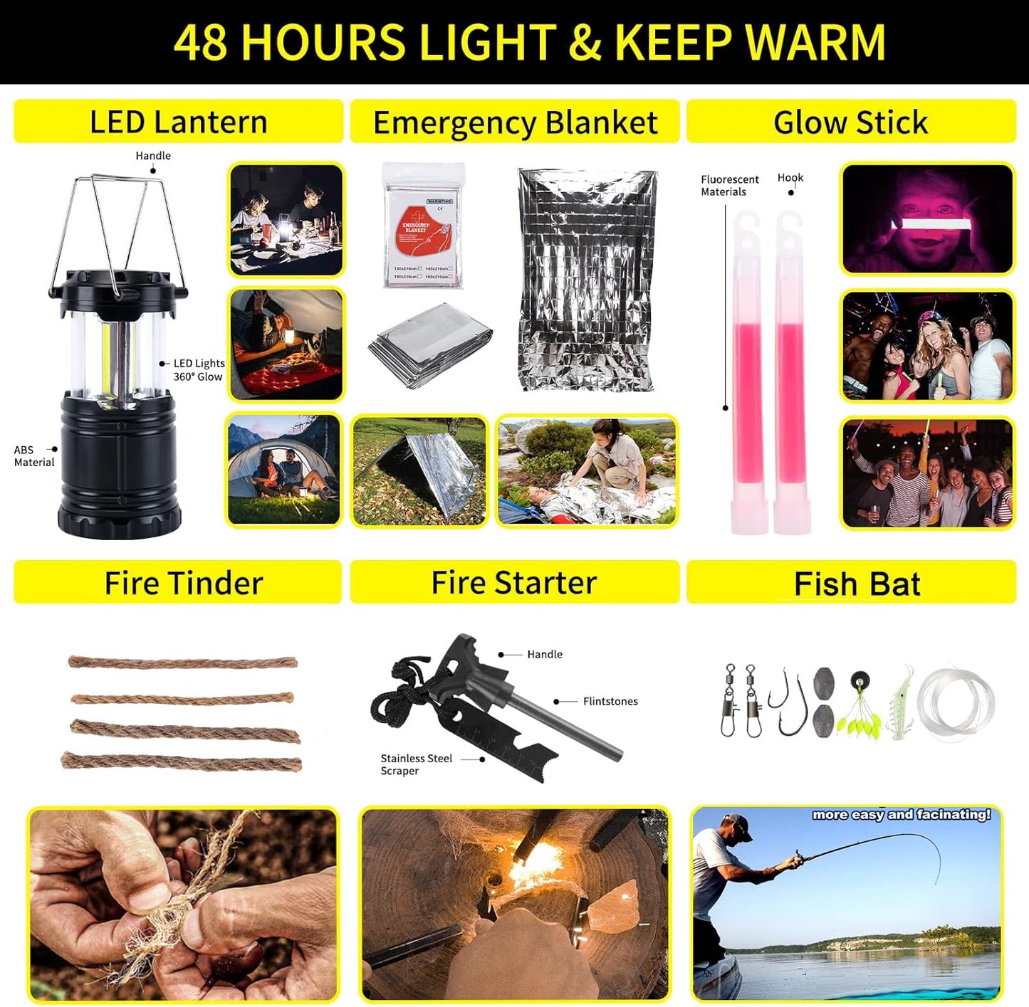 Survival Kit, 160 Pcs Emergency Supplies Camping Accessories with Upgraded Molle Bag, Gifts for Men Outdoor Adventure Camping Hiking Hunting (Green)