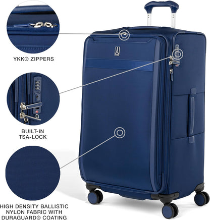Travelpro VersaPack+ Lightweight Softside Expandable Checked Luggage, 8 Spinner Suitcase, TSA Lock, Men and Women, Checked Large 29-Inch, Estate Blue