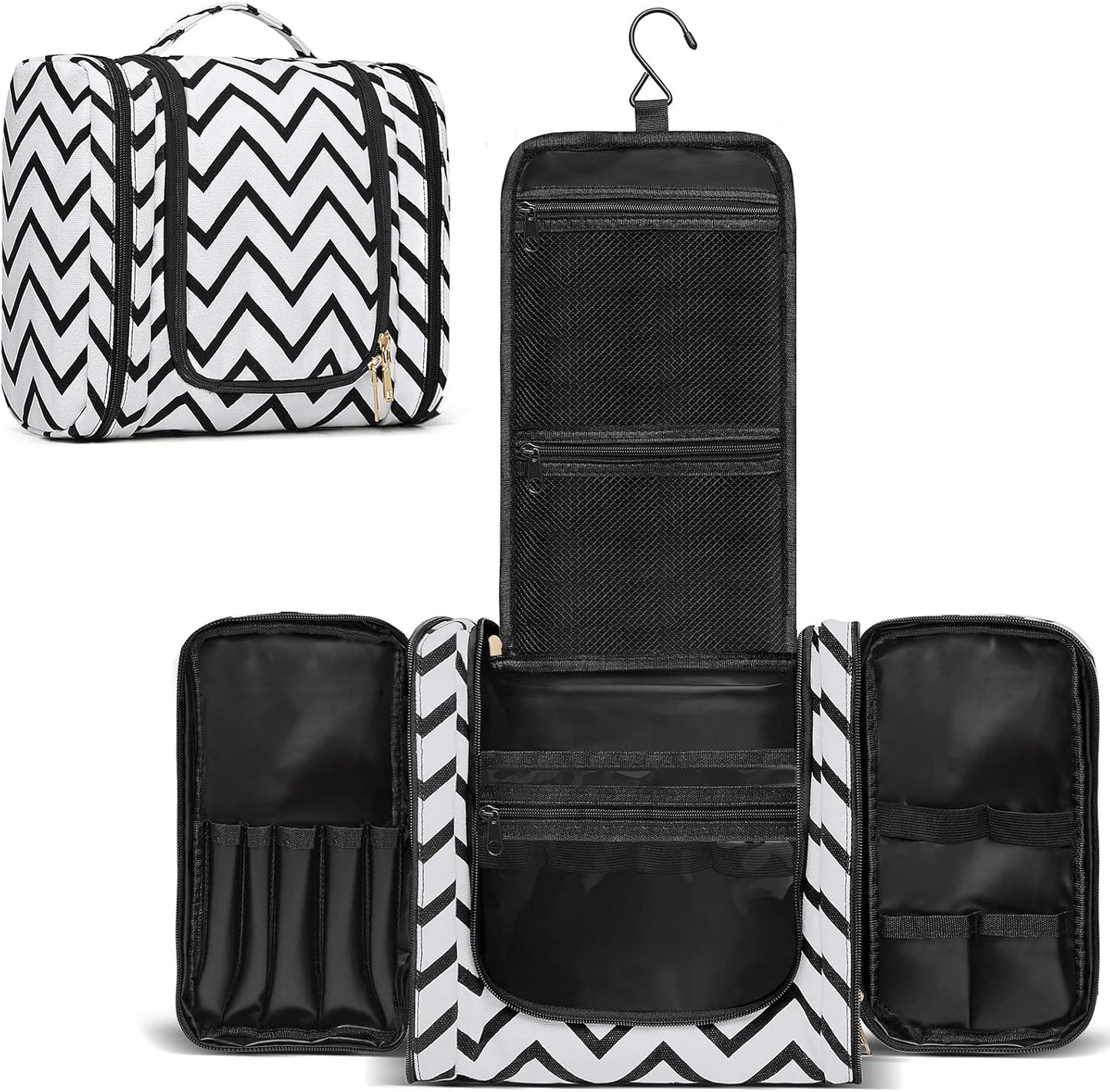 Hanging Travel Toiletry Bag,Large Capacity Cosmetic Travel Toiletry Organizer for Women with 4 Compartments & 1 Sturdy Hook,Perfect for Travel/Daily Use/Christmas