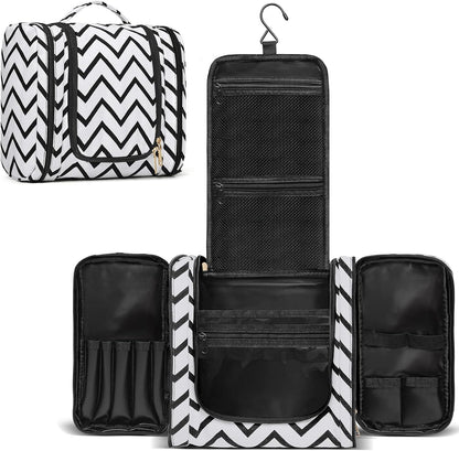 Hanging Travel Toiletry Bag,Large Capacity Cosmetic Travel Toiletry Organizer for Women with 4 Compartments & 1 Sturdy Hook,Perfect for Travel/Daily Use/Christmas