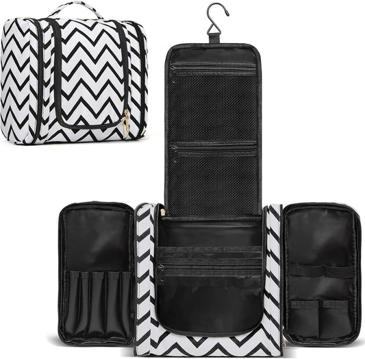 Hanging Travel Toiletry Bag,Large Capacity Cosmetic Travel Toiletry Organizer for Women with 4 Compartments & 1 Sturdy Hook,Perfect for Travel/Daily Use/Christmas
