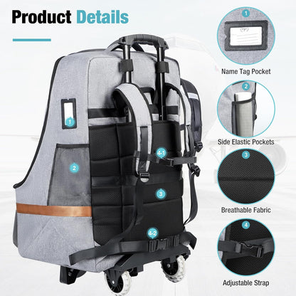 Padded Car Seat Travel Bag for Airplane with Wheels, Heavy Duty Carseat Bags for Air Travel, Rolling Gate Check Backpack and Dolly Carrier, Storage for Baby Essentials, Grey
