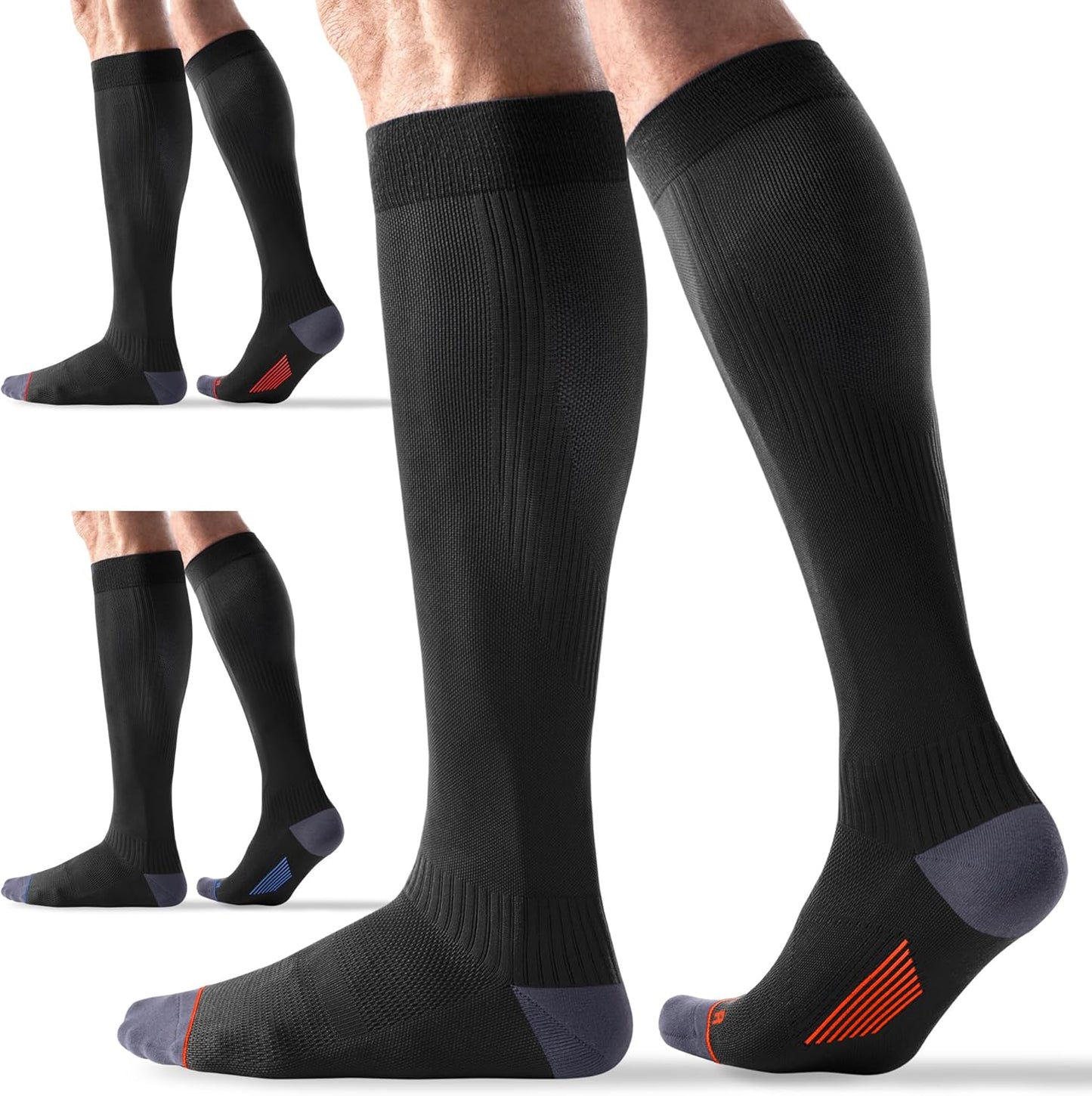 3 Pairs Compression Socks 15-20 mmHg for Women Men - Moderate Support for Circulation, Sports, Travel, Comfort Cuff