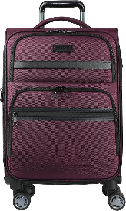 KROSER Softside Expandable Carry On Luggage with Spinner Wheels & Built-in TSA Lock, Durable Suitcase Rolling Luggage with USB Port, Carry-On 20-Inch, Burgundy