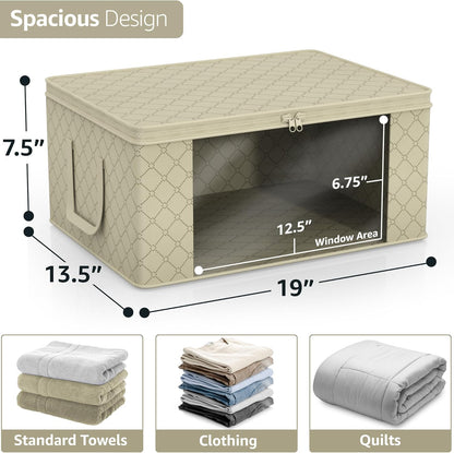 Sorbus Medium Clothes Storage Bags - Foldable Blanket Storage Bins for Organizing Bedroom, Closet, Clothing, Comforter, Organization with Clear Window, Lids and Carry Handles - Set of 10