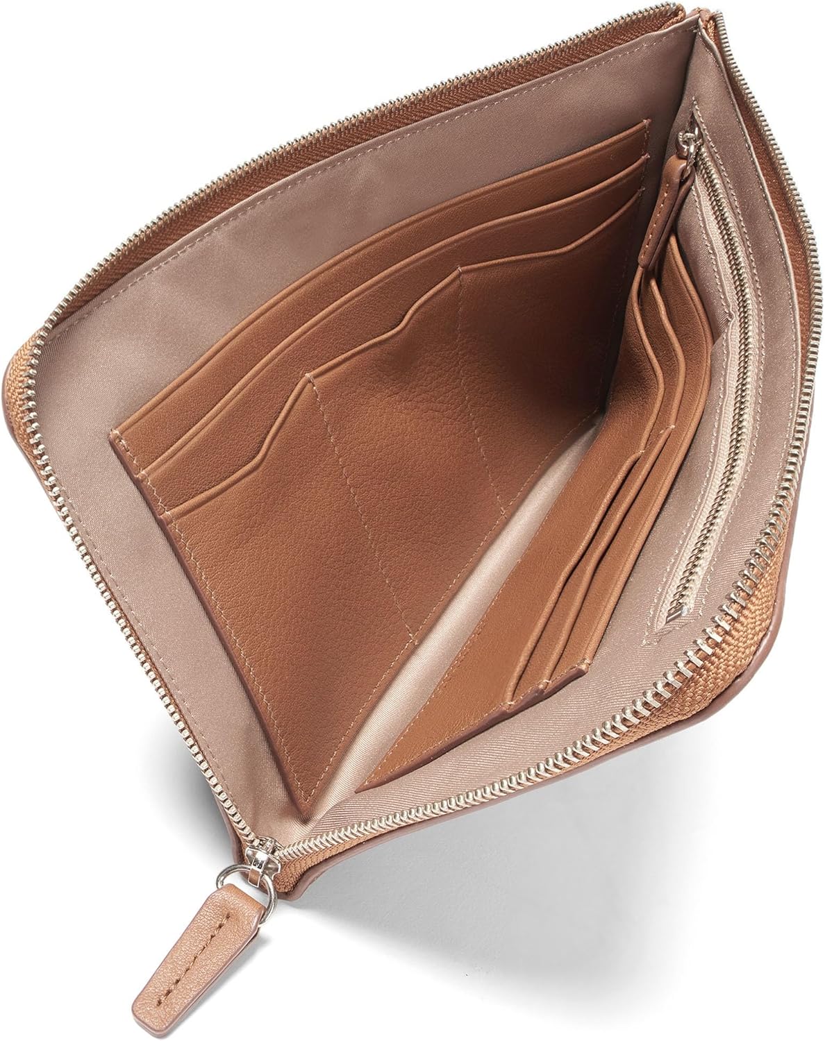 Leatherology Cognac Slim Zip Travel Wallet - Compact and lightweight, Versatile storage, Zip closure