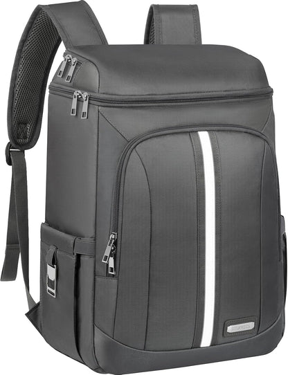 Backpack Cooler Insulated Leak Proof 35 Cans, 2 Insulated Compartments Thermal Bag, Portable Lightweight Beach Travel Camping Lunch Backpack for Men and Women, 30L, Reflective Stripes, Water-Resistant