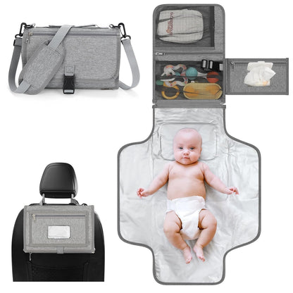 Accmor Portable Diaper Changing Pad, Waterproof Travel Baby Changing Mat, Newborn Essentials Baby Shower Gifts, Grey