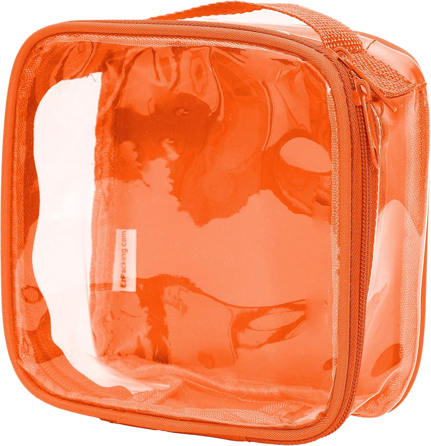 Clear TSA Approved 3-1-1 Travel Toiletry Bag for Carry On / Quart Size Transparent Liquids Pouch for Airport Security / Reusable See Through Vinyl & PVC Plastic Organizer for Men and Women (Orange)