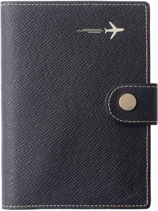 Genuine Leather Passport Case, RFID Passport Cover with Credit Card Holder for Women and Men Family ID Travel