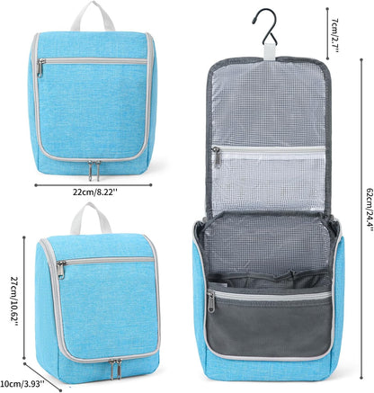 Della Gao Hanging Toiletry Bag for Men & Women, Portable Travel Cosmetic Makeup Bag Toiletries Organizer Kit, Water Resistant Bathroom Bag, Blue