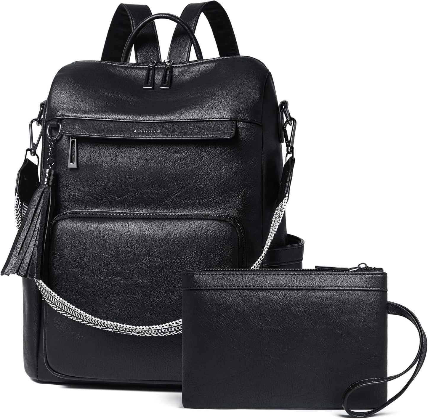 Shrrie Vegan Leather Laptop Backpack for Women 15.6 inch Work Backpack Fashion Travel Backpack Purse for Travel College Work