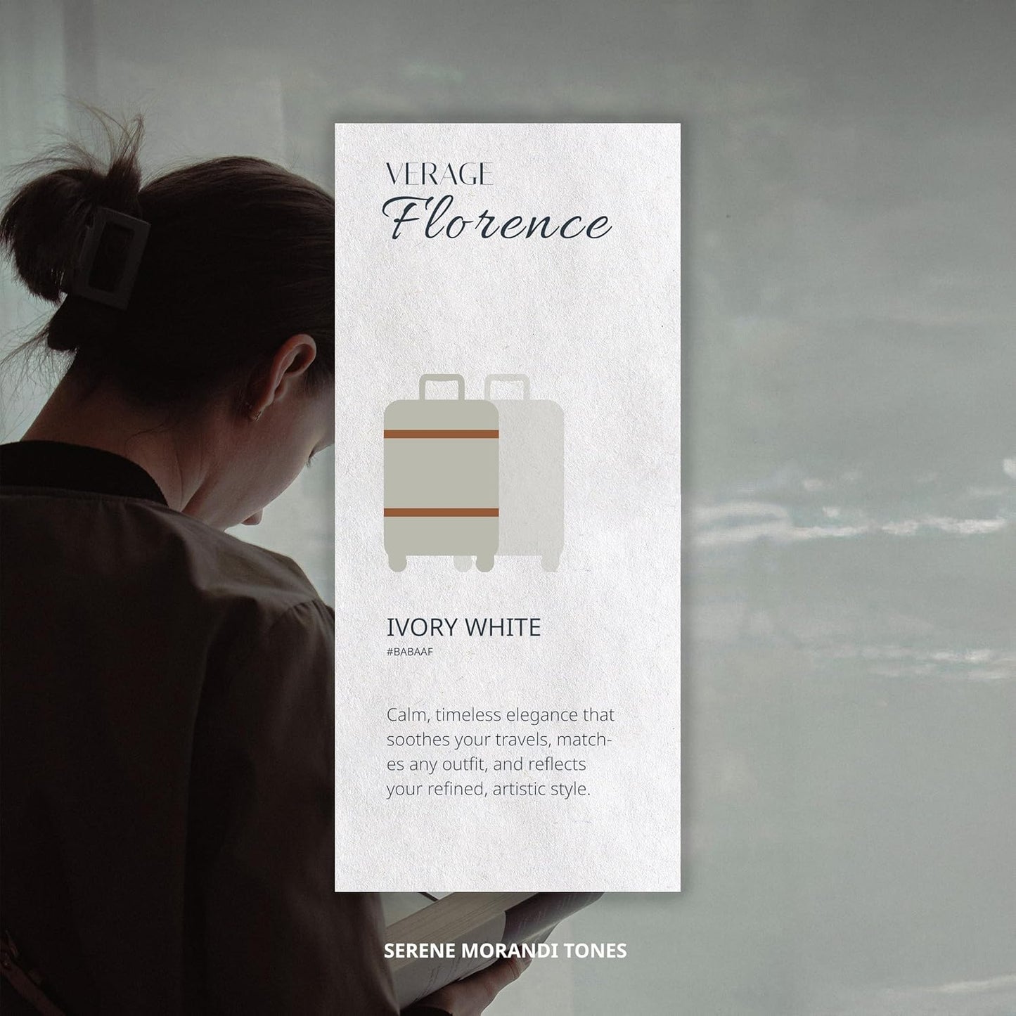 Verage Florence Hardside Carry-On Luggage with Spinner Wheels, Lightweight Expandable Suitcase with TSA Lock, Artist-Inspired Stylish Travel Luggage for Women, 20-Inch, Sage Mist