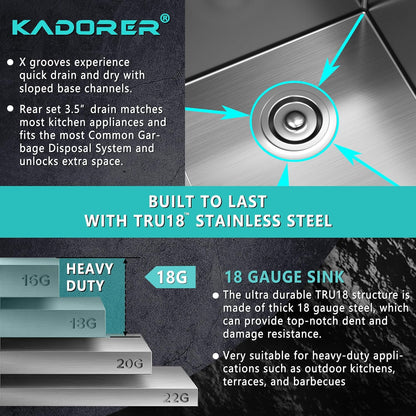 15 x 20 Inch Drop In Kitchen Bar Sink, Small Kitchen Sink Single Bowl Topmount Bar Prep Sink 18 Gauge Stainless Steel Bar Sink with Grid and Basket Strainer