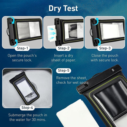 Marine IP68 Waterproof Phone Pouch, Floating Waterproof Phone Case with iPhone 16/15 Pro Max/ 14 Pro Max/ 13 Pro Max/ 12/ S24 Up to 7 inch, 2 Pack Black/Hi-Vis Yellow