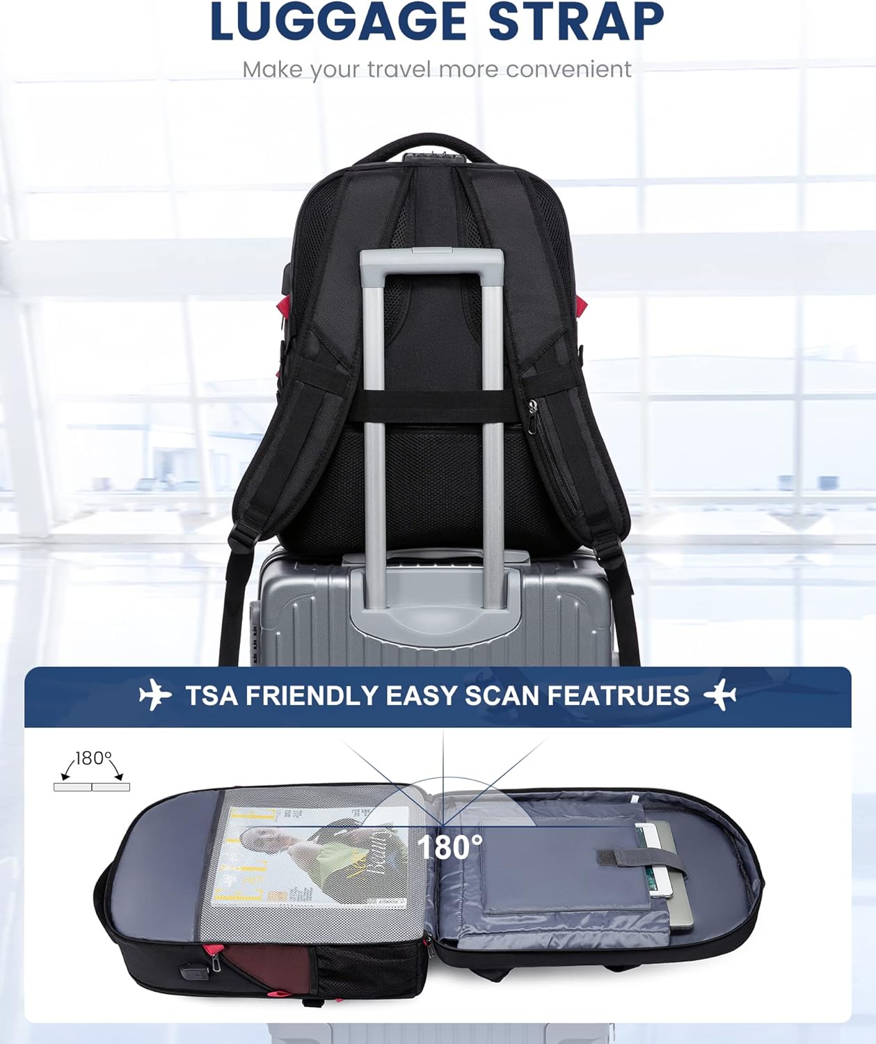 LOVEVOOK Travel Backpack for Men 17inch Large Work Backpack for Men Large Capacity Lockable Mochilas para Hombres Waterproof Computer Backpack for Work Business Travel College (17 inch,Black&Brown